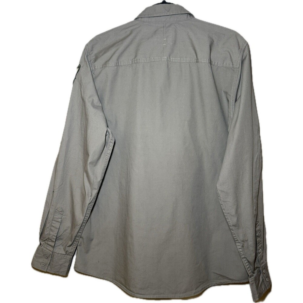 iJeans by Buffalo Shirt Mens Gray Green Army Button Up Convertible Long Sleeve L - Picture 2 of 13